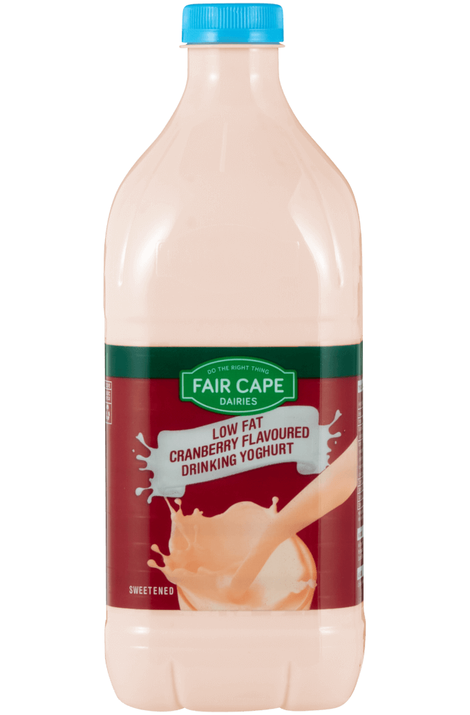 Low fat cranberry flavoured drinking yoghurt